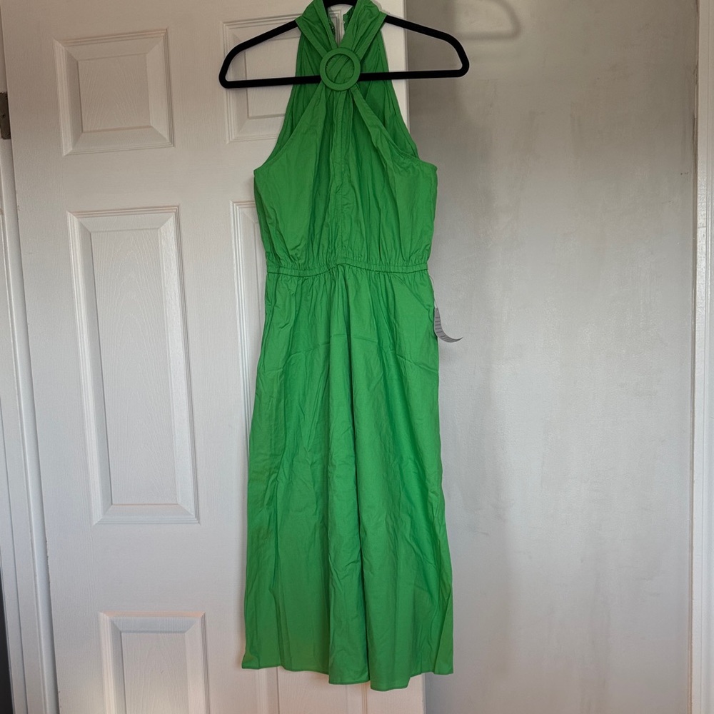 Maggy London Vibrant Green Halter Midi Dress